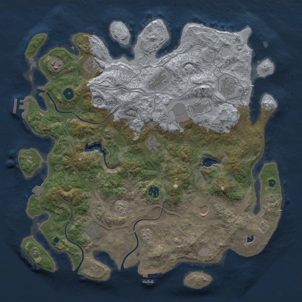 Rust Map: Procedural Map, Size: 4250, Seed: 1124570852, 16 Monuments