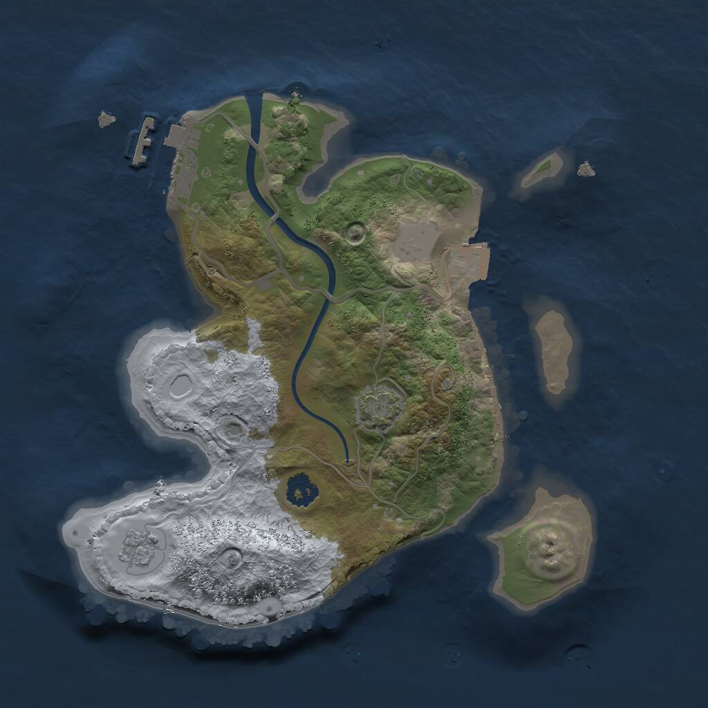 Rust Map: Procedural Map, Size: 2200, Seed: 4767, 4 Monuments