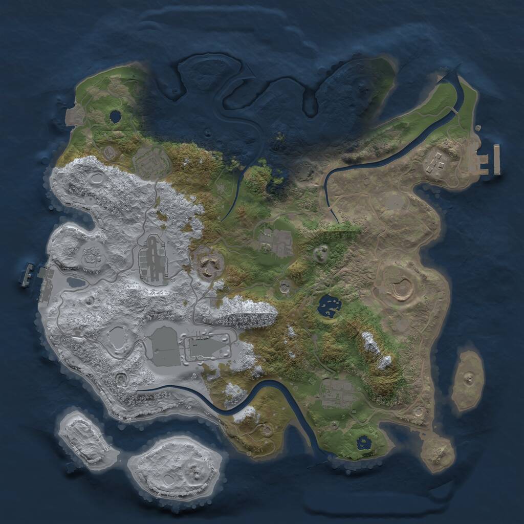 Rust Map: Procedural Map, Size: 3500, Seed: 1894990324, 15 Monuments