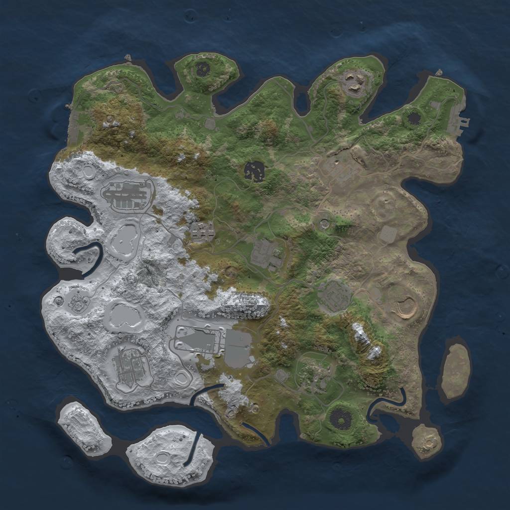 Rust Map: Procedural Map, Size: 3500, Seed: 1894990324, 20 Monuments