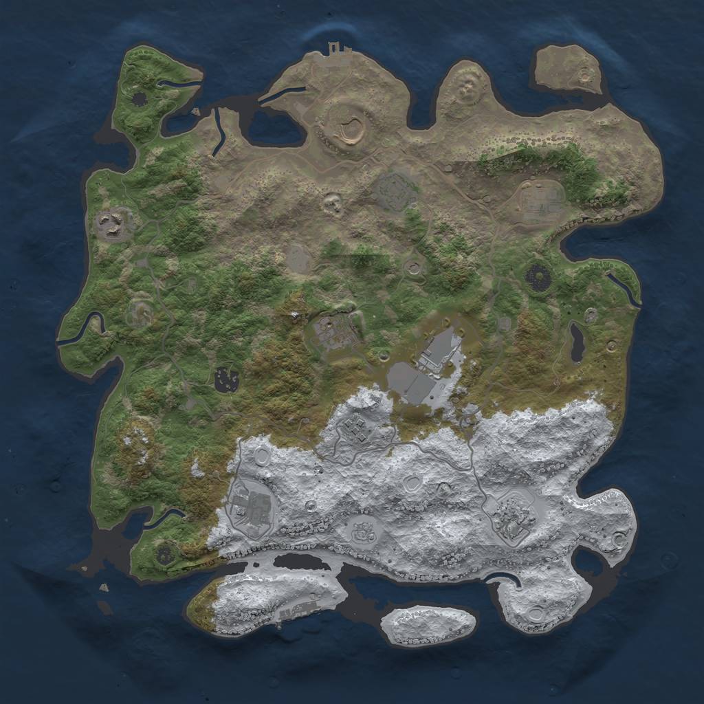 Rust Map: Procedural Map, Size: 4000, Seed: 2441720, 19 Monuments