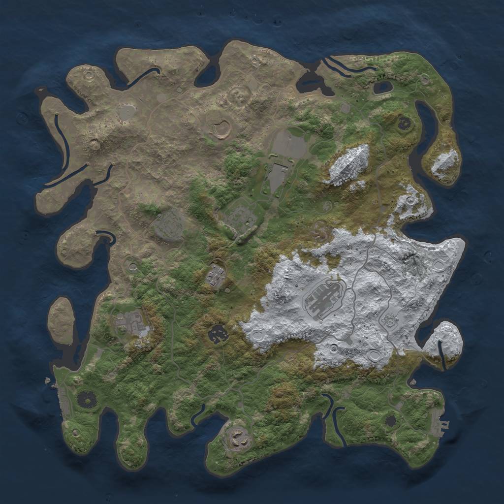 Rust Map: Procedural Map, Size: 4000, Seed: 1113560538, 18 Monuments