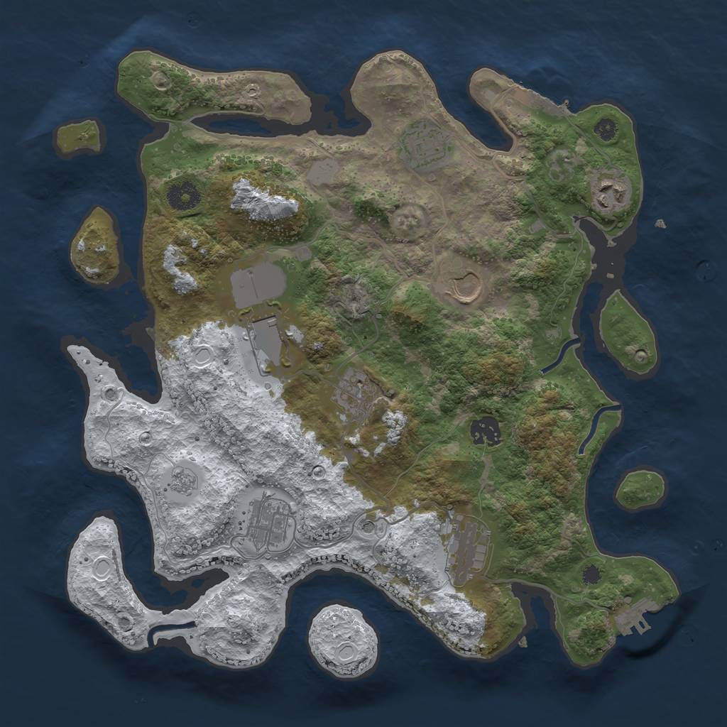 Rust Map: Procedural Map, Size: 3500, Seed: 1816498437, 17 Monuments