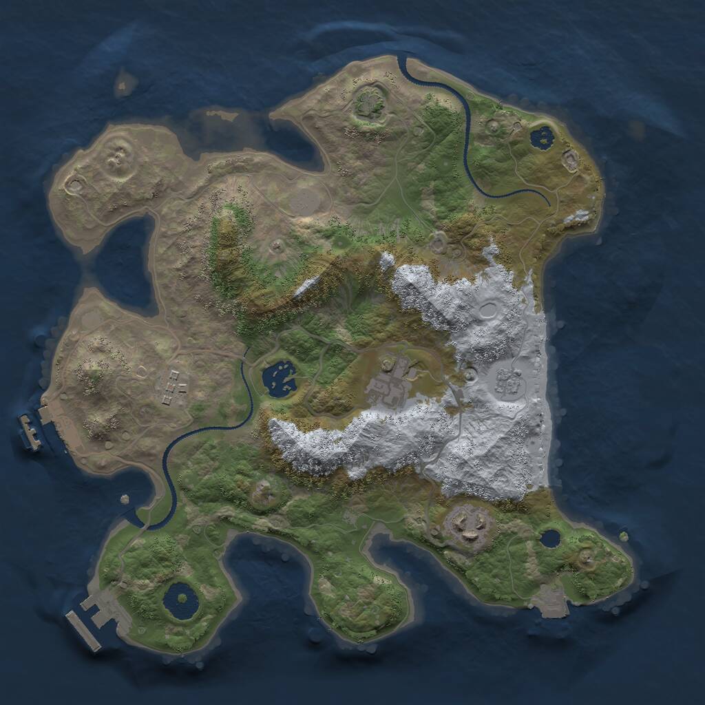 Rust Map: Procedural Map, Size: 3000, Seed: 701792727, 9 Monuments