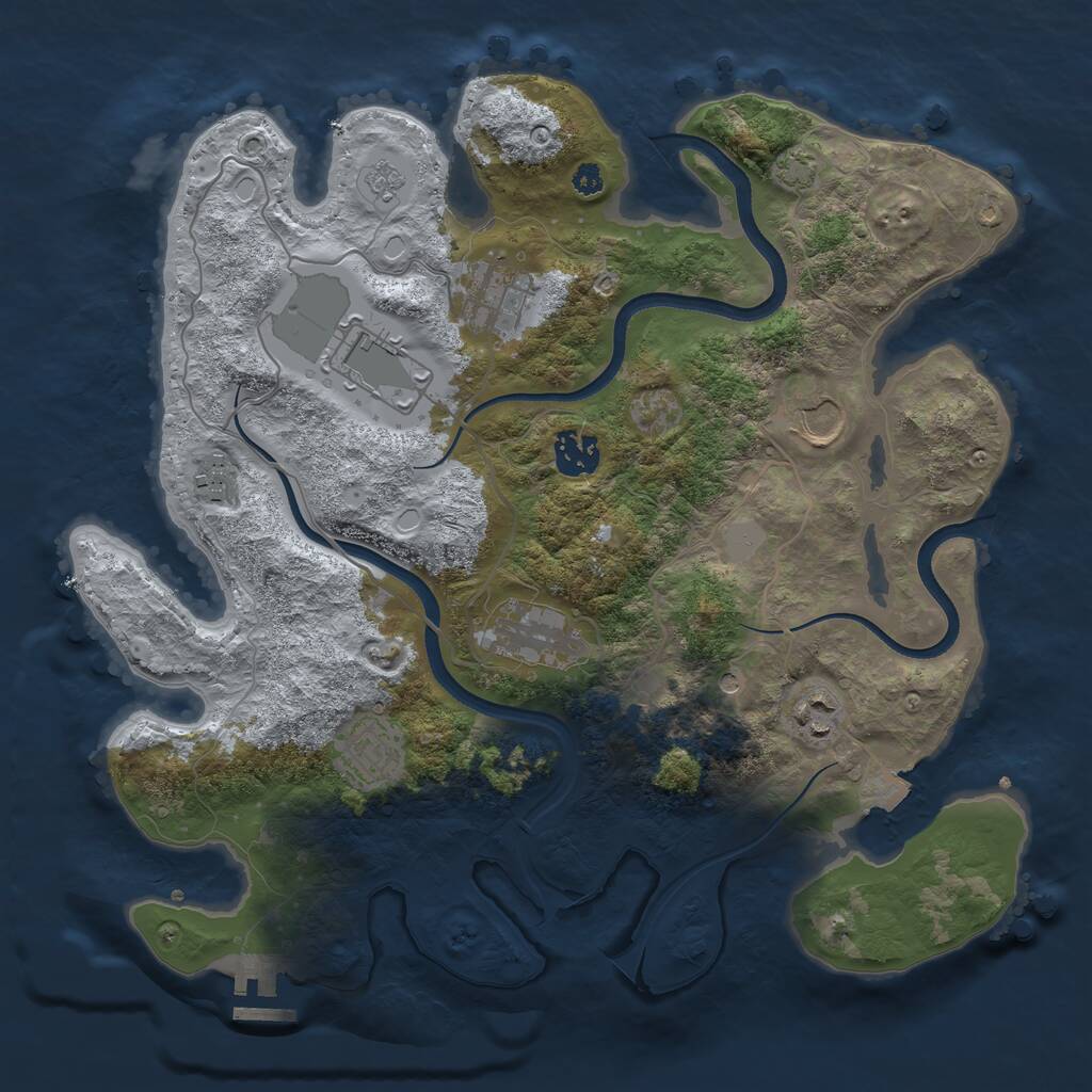 Rust Map: Procedural Map, Size: 3500, Seed: 1743668254, 13 Monuments