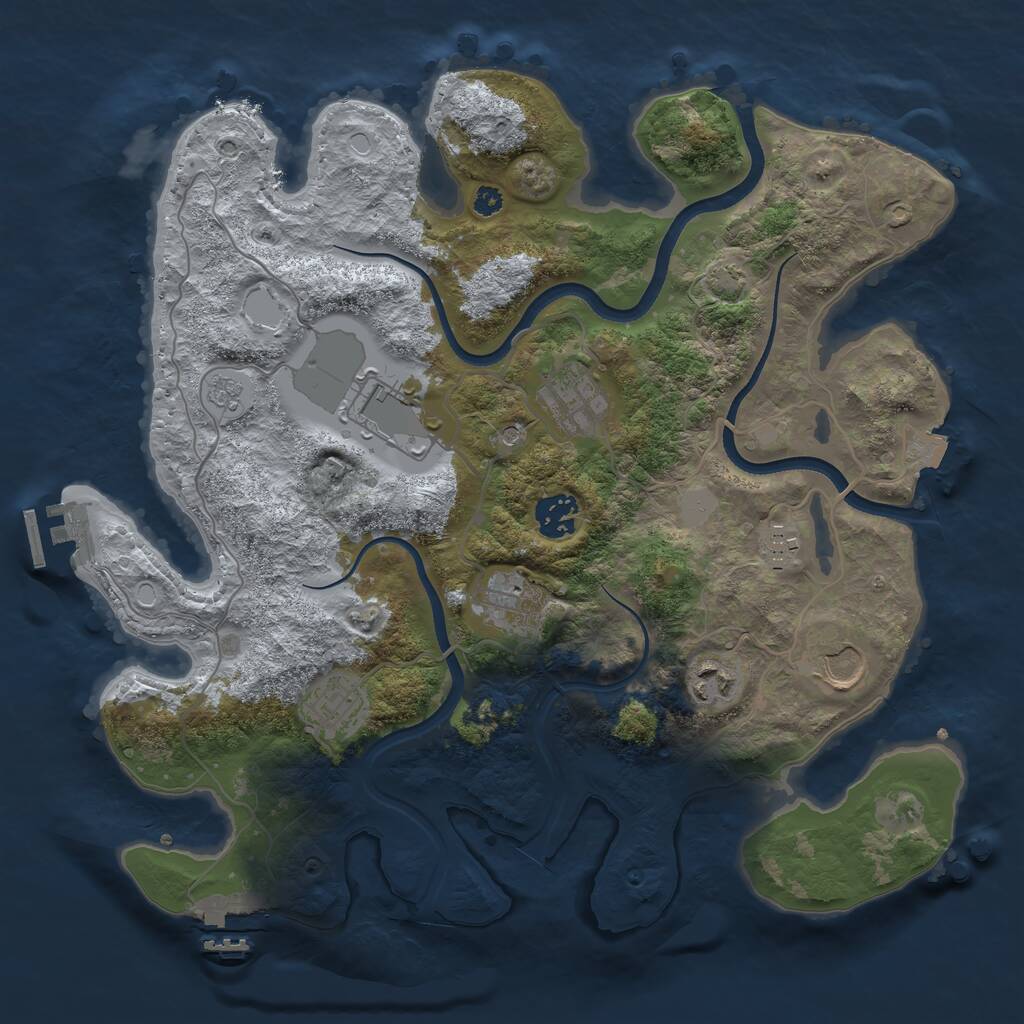 Rust Map: Procedural Map, Size: 3500, Seed: 1743668254, 14 Monuments