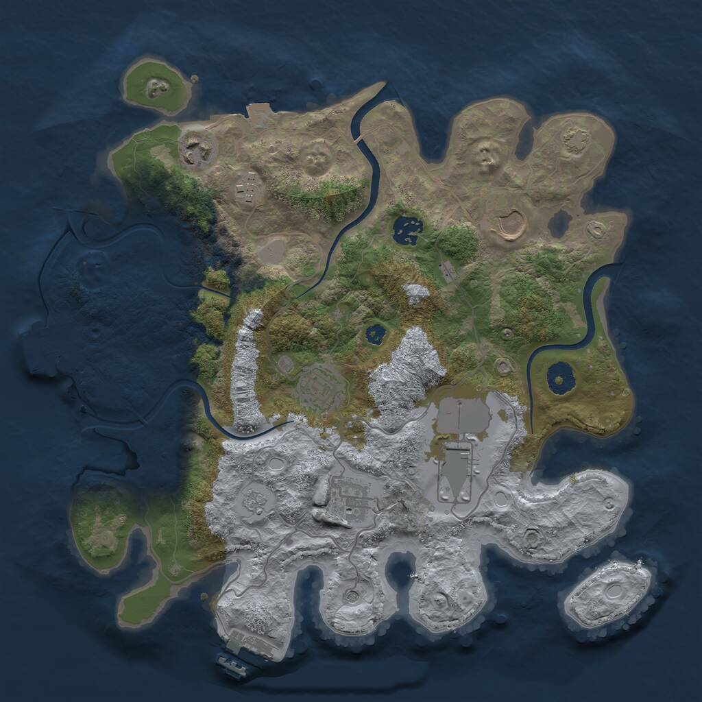 Rust Map: Procedural Map, Size: 3500, Seed: 1693964691, 13 Monuments