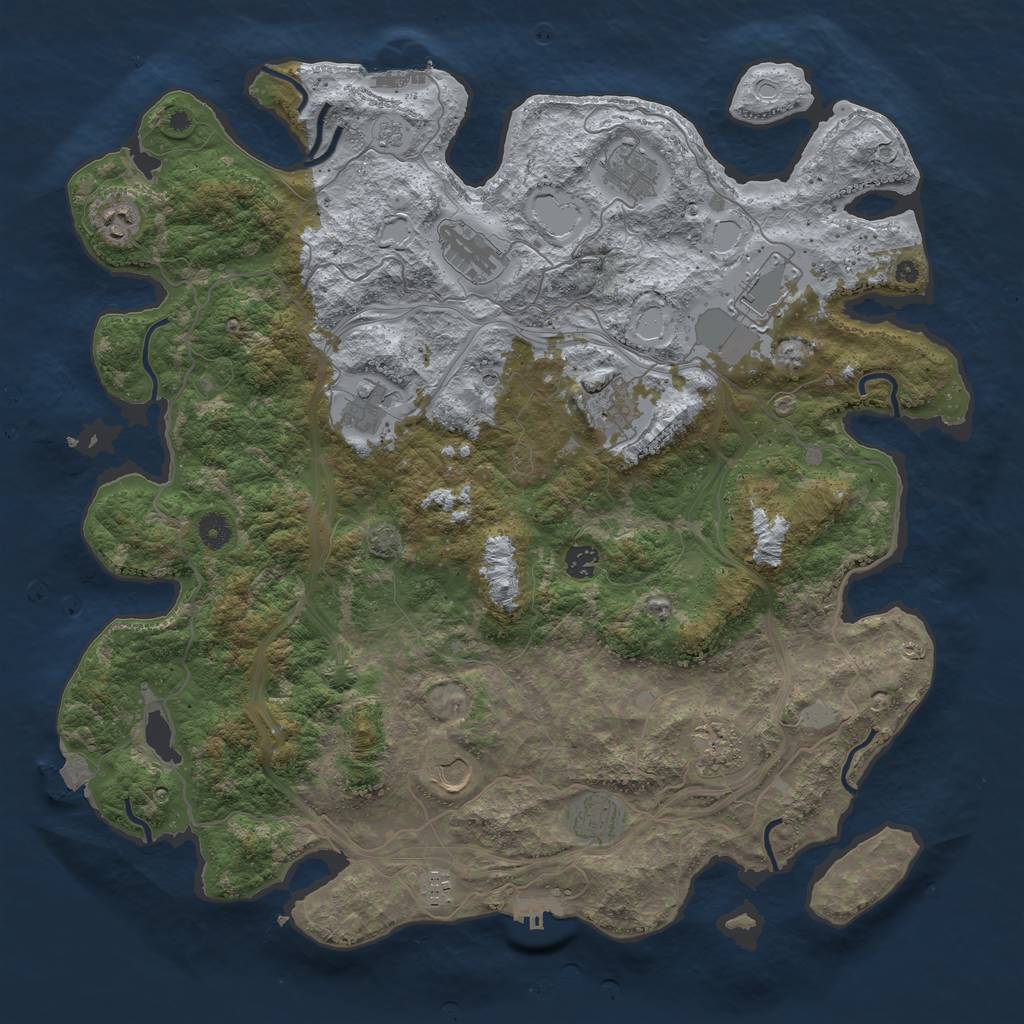 Rust Map: Procedural Map, Size: 4500, Seed: 812844343, 19 Monuments