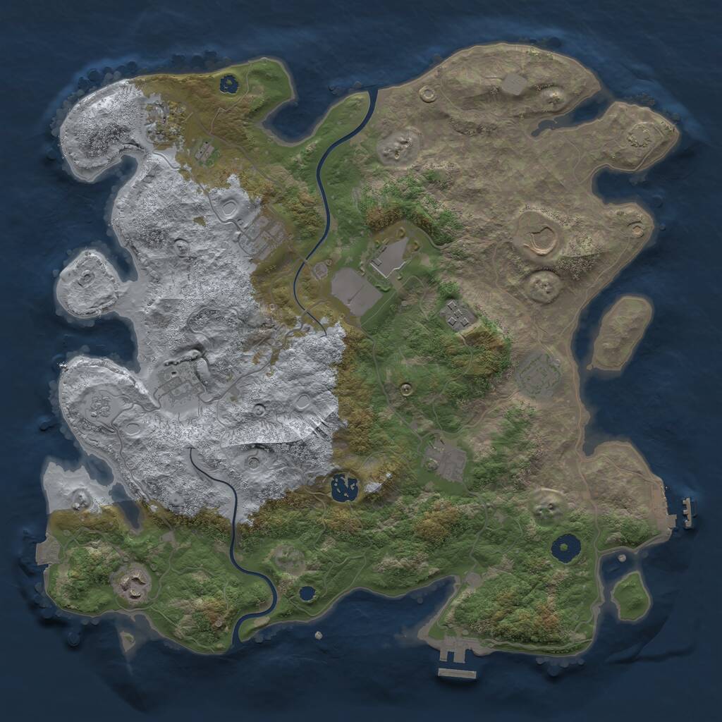 Rust Map: Procedural Map, Size: 3850, Seed: 842216506, 16 Monuments