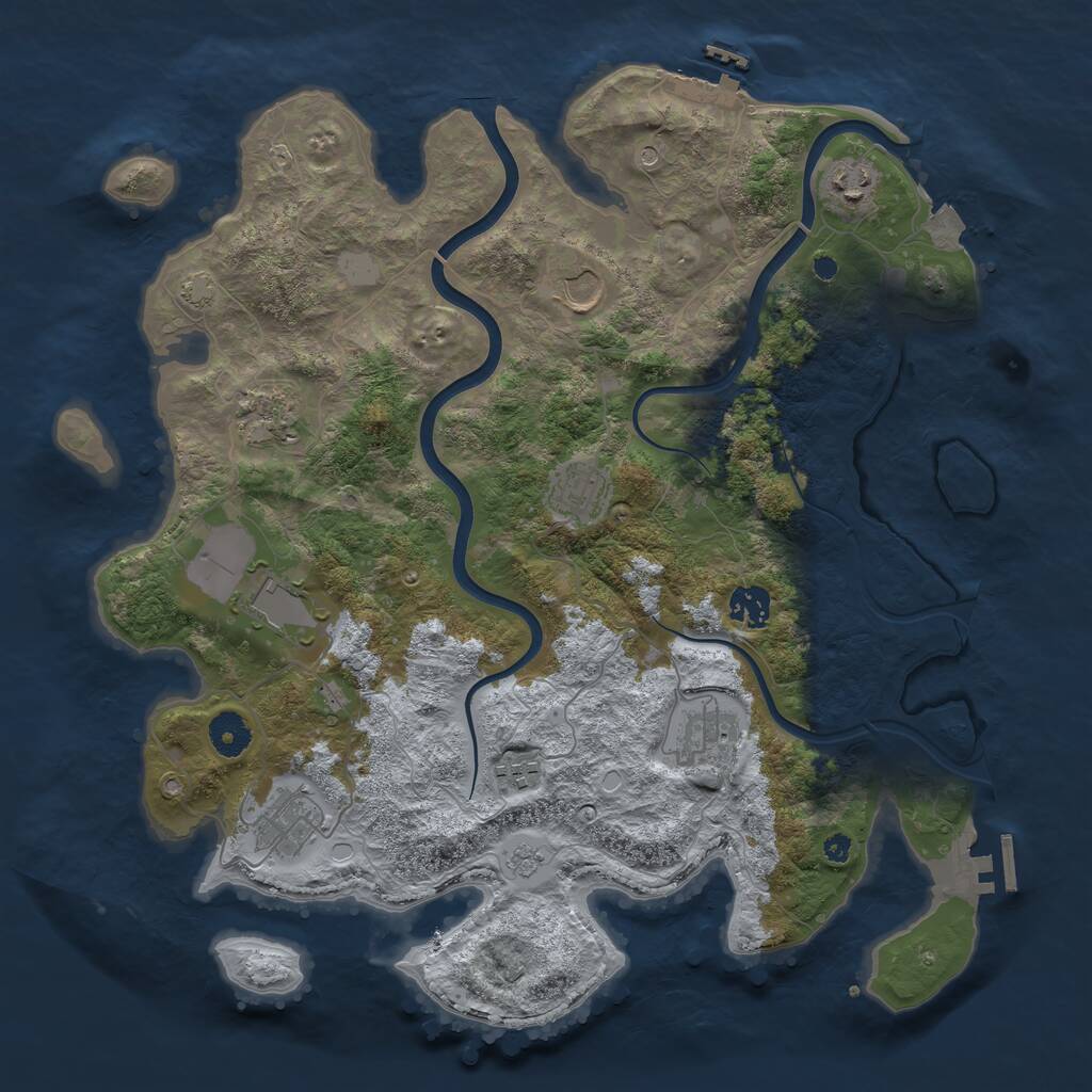 Rust Map: Procedural Map, Size: 3850, Seed: 669496759, 15 Monuments