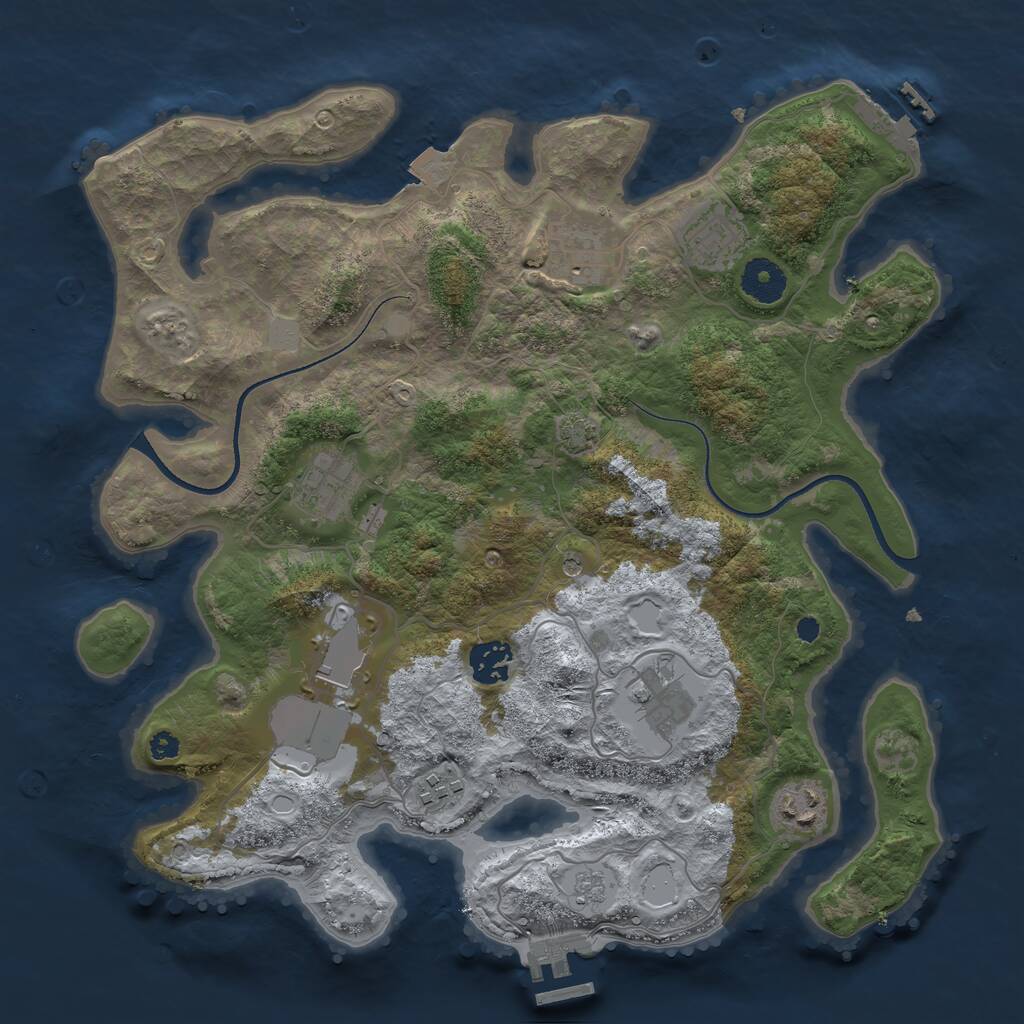 Rust Map: Procedural Map, Size: 3500, Seed: 464563546, 14 Monuments