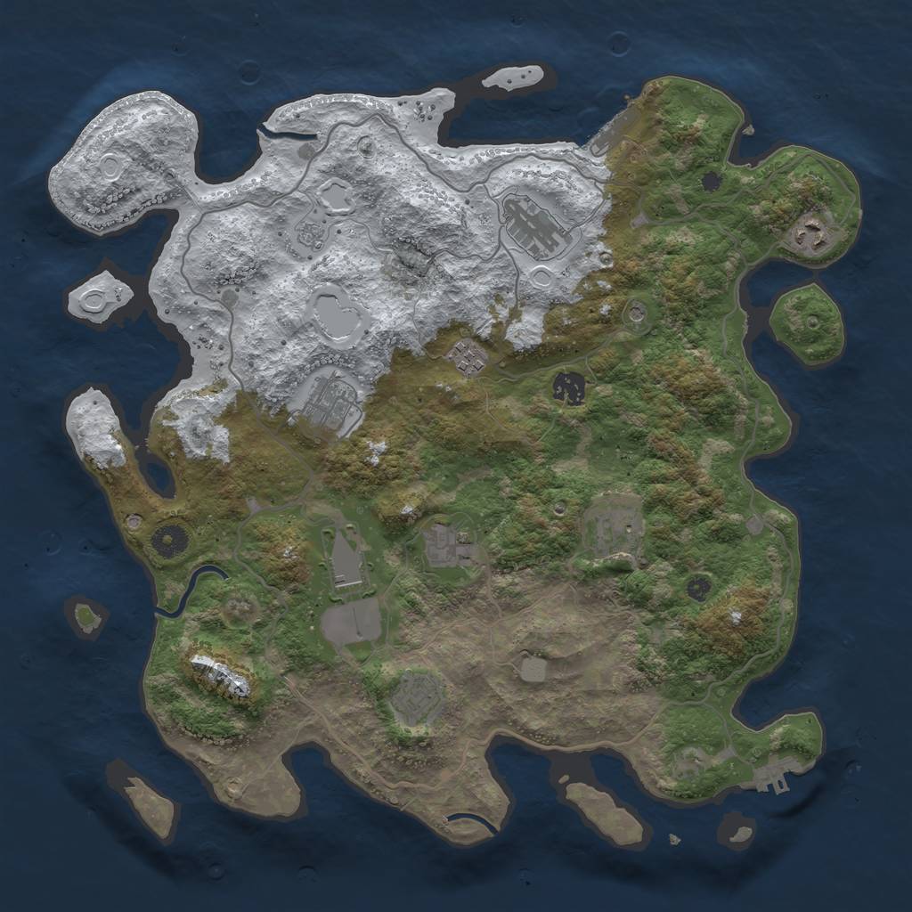 Rust Map: Procedural Map, Size: 4000, Seed: 1744791, 18 Monuments