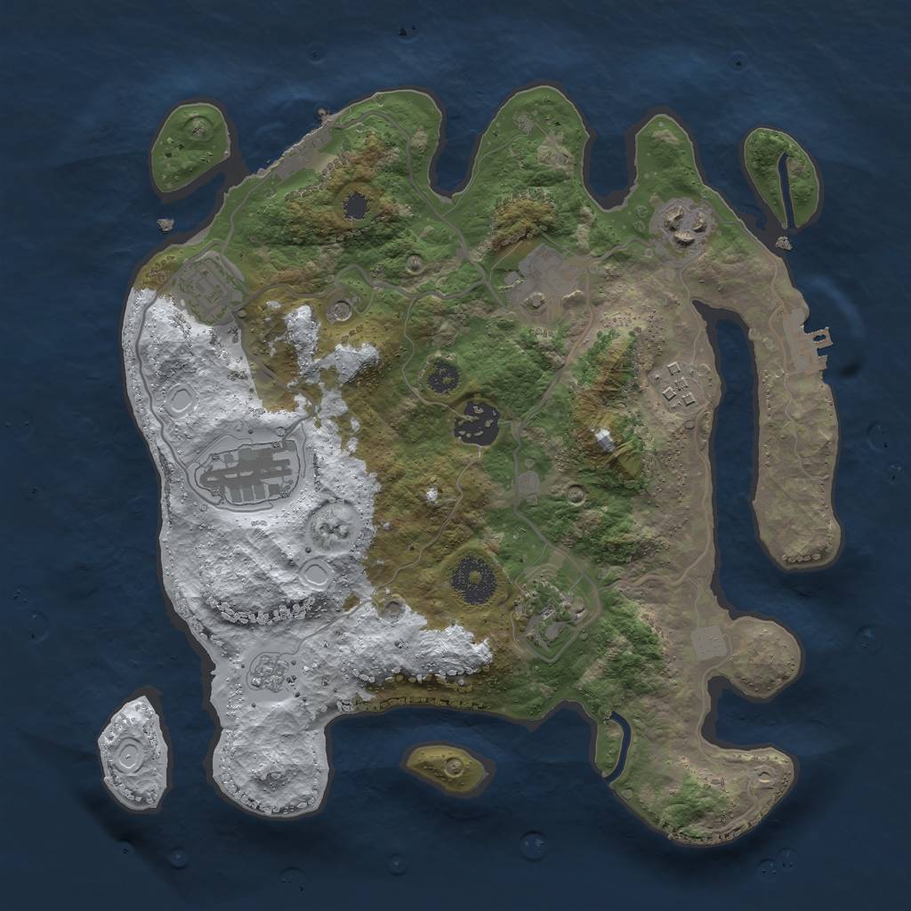 Rust Map: Procedural Map, Size: 3000, Seed: 2086617726, 16 Monuments