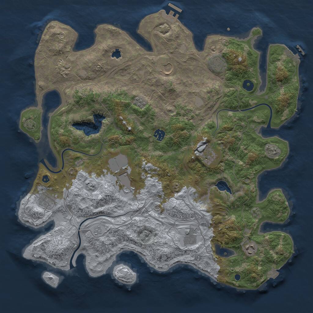 Rust Map: Procedural Map, Size: 4250, Seed: 1154799256, 16 Monuments