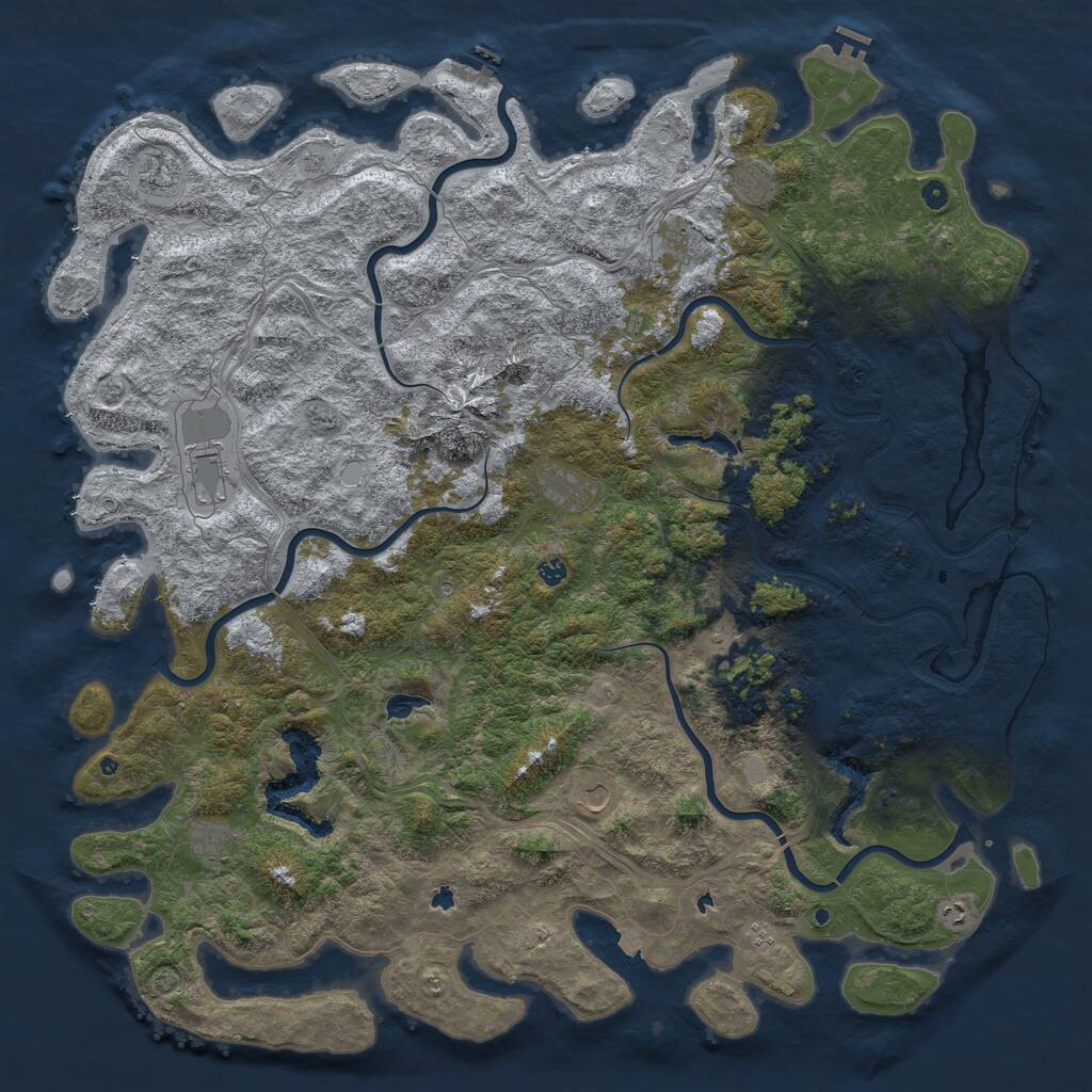 Rust Map: Procedural Map, Size: 6000, Seed: 1017912186, 17 Monuments