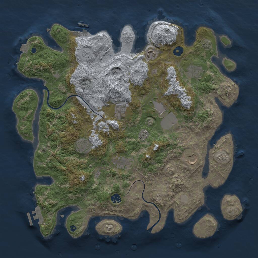 Rust Map: Procedural Map, Size: 3950, Seed: 55510790, 15 Monuments