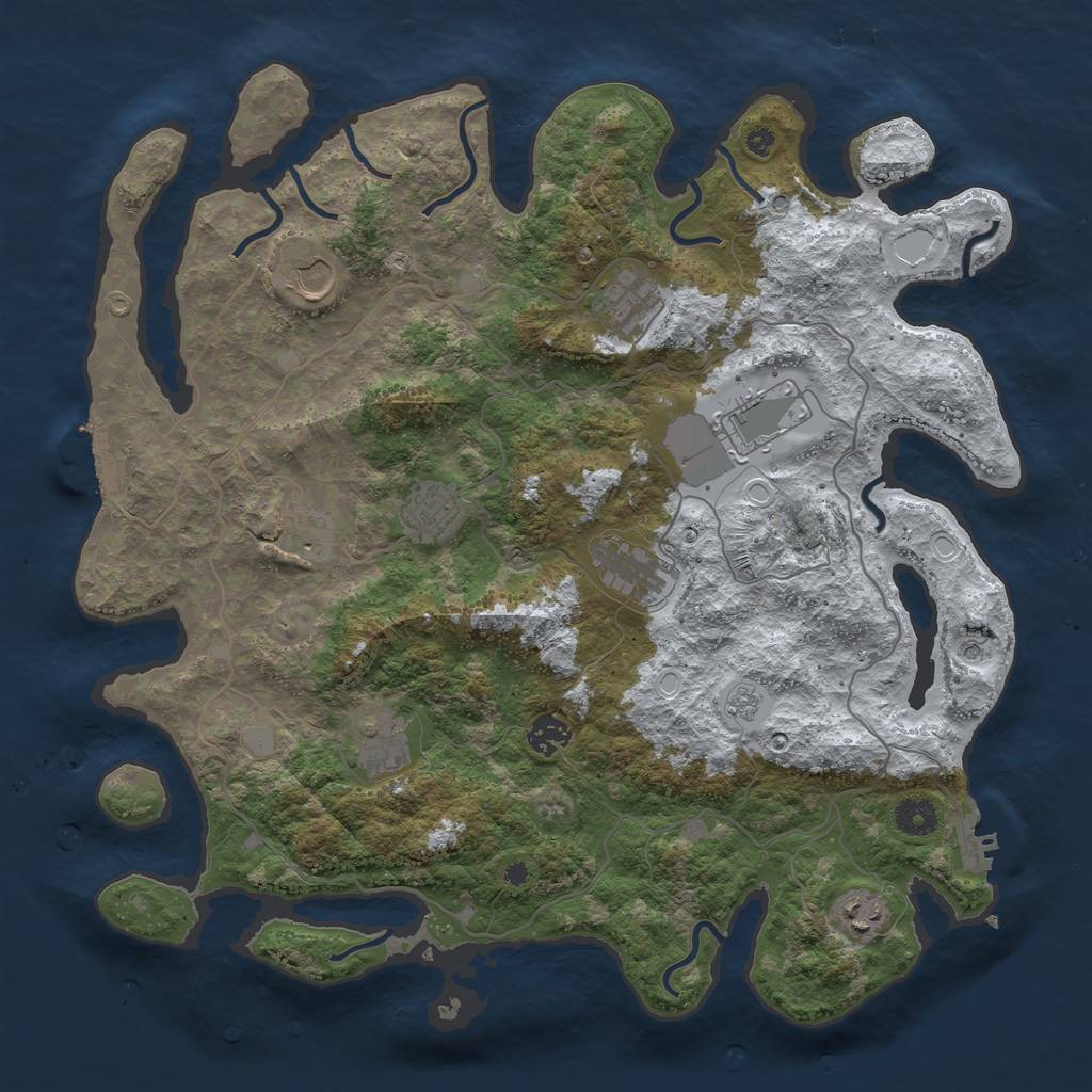 Rust Map: Procedural Map, Size: 4000, Seed: 21854692, 18 Monuments