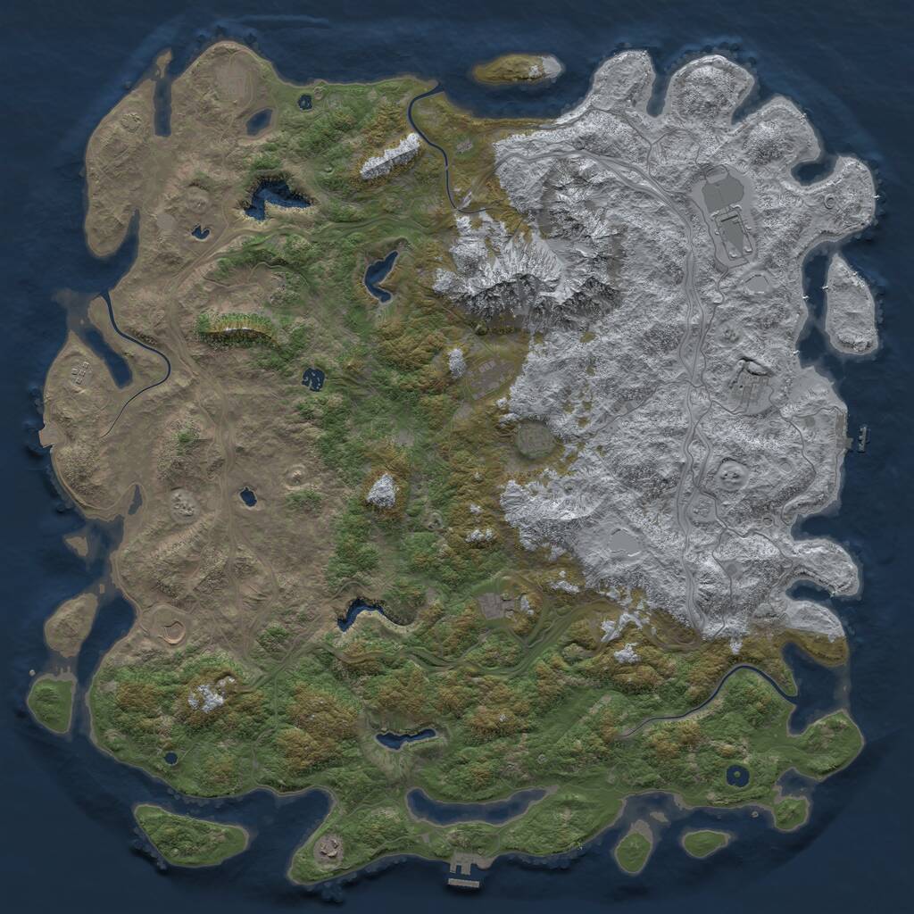 Rust Map: Procedural Map, Size: 6000, Seed: 1354949825, 17 Monuments