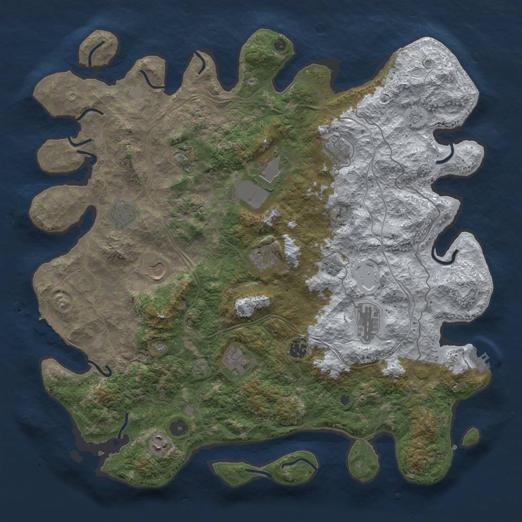 Rust Map: Procedural Map, Size: 4500, Seed: 1844746229, 20 Monuments