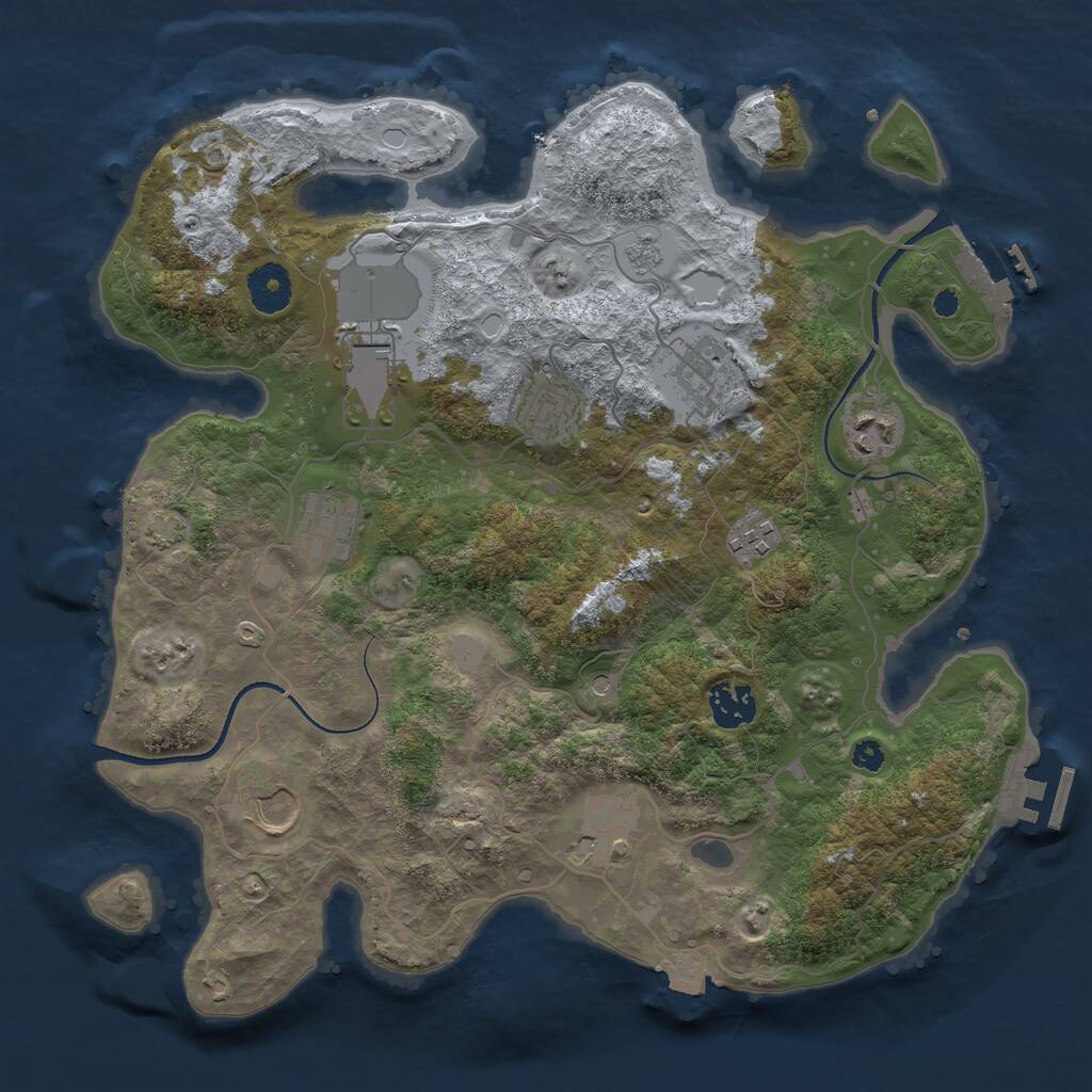 Rust Map: Procedural Map, Size: 3500, Seed: 2127639371, 15 Monuments