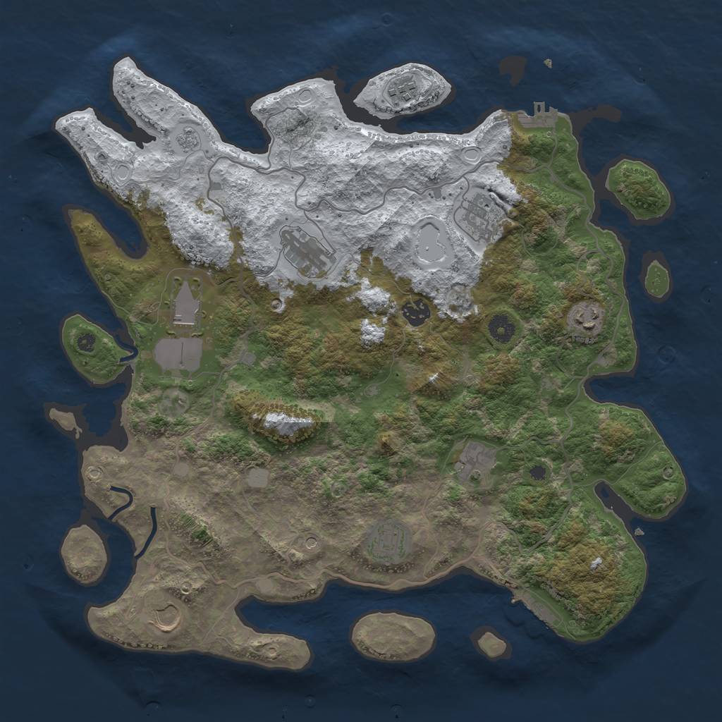 Rust Map: Procedural Map, Size: 4000, Seed: 12005, 18 Monuments
