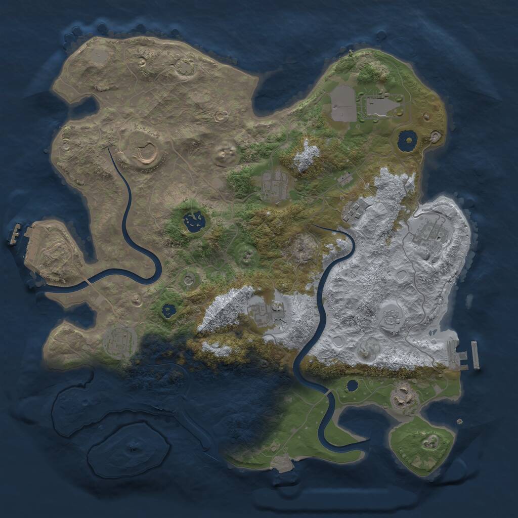 Rust Map: Procedural Map, Size: 3700, Seed: 1787595445, 15 Monuments