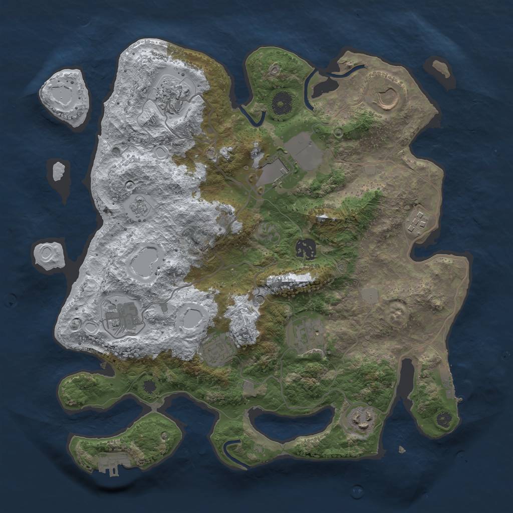 Rust Map: Procedural Map, Size: 3500, Seed: 413, 18 Monuments
