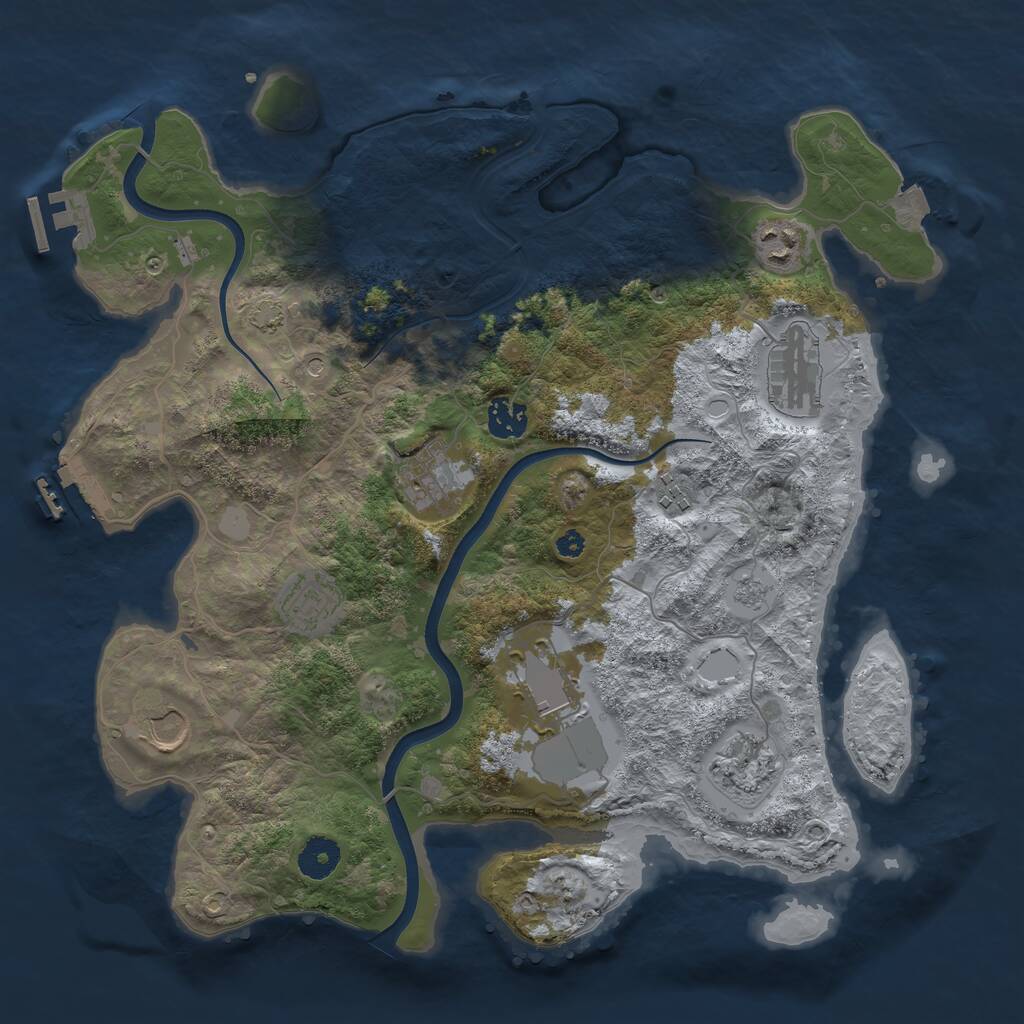 Rust Map: Procedural Map, Size: 3700, Seed: 330673109, 15 Monuments