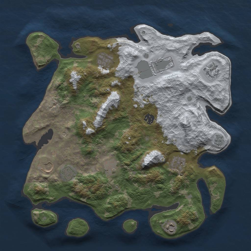 Rust Map: Barren, Size: 3700, Seed: 509010763, 13 Monuments
