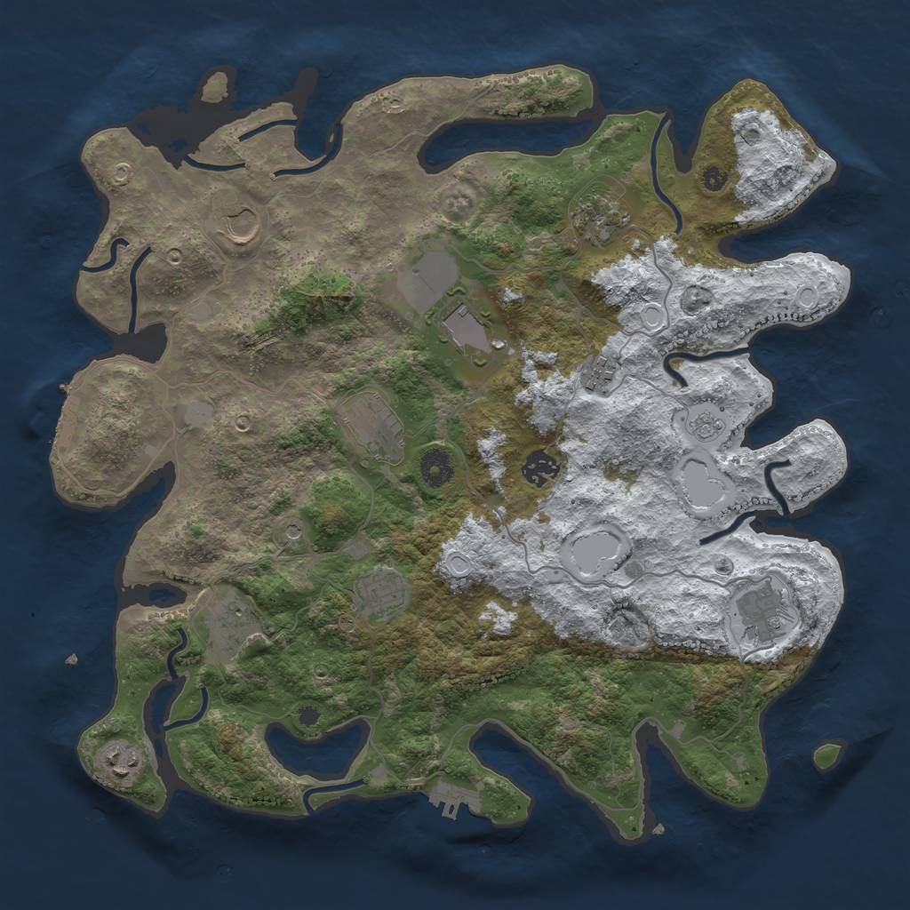 Rust Map: Procedural Map, Size: 3850, Seed: 1837777466, 19 Monuments