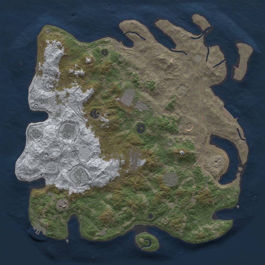 Rust Map: Procedural Map, Size: 4250, Seed: 2077126972, 19 Monuments