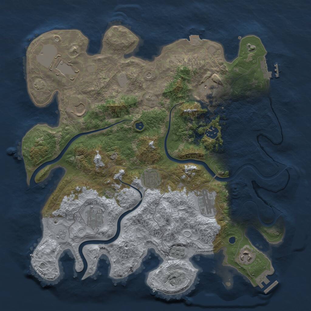 Rust Map: Procedural Map, Size: 3700, Seed: 1049755906, 15 Monuments