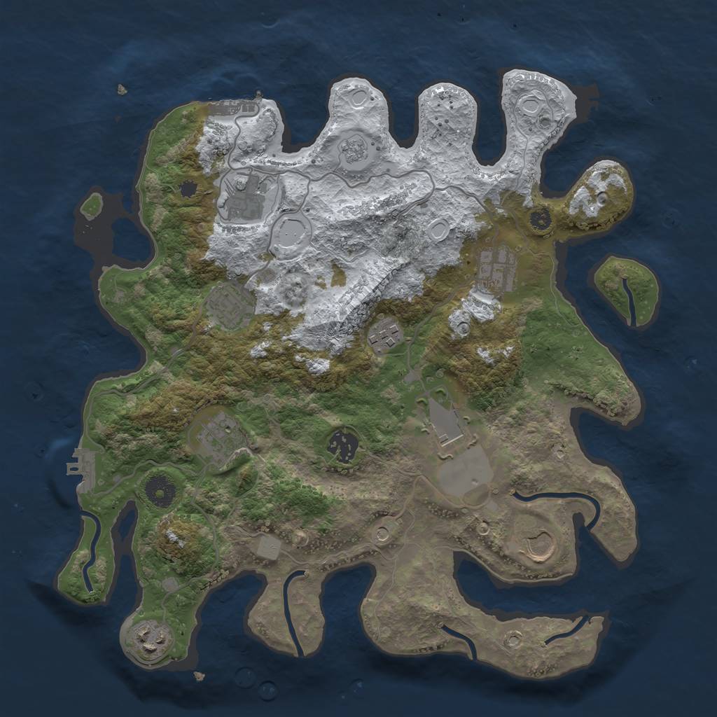 Rust Map: Procedural Map, Size: 3500, Seed: 1248591266, 18 Monuments