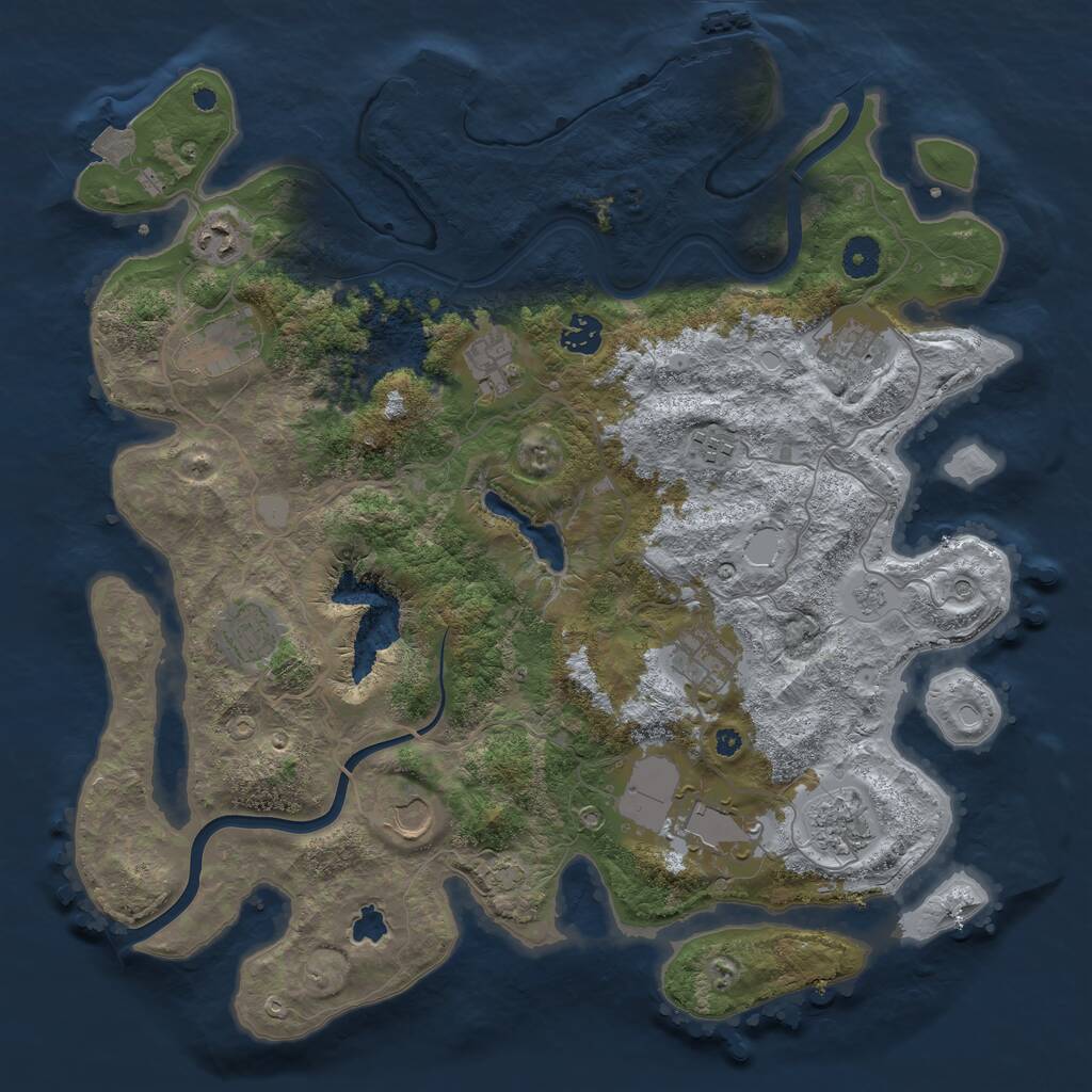 Rust Map: Procedural Map, Size: 4000, Seed: 556012, 17 Monuments