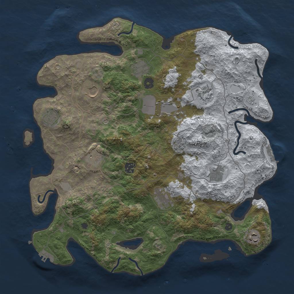 Rust Map: Procedural Map, Size: 4000, Seed: 1312051069, 20 Monuments