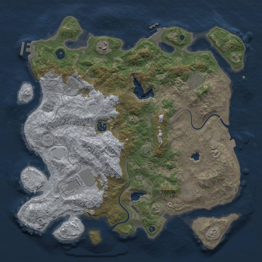 Rust Map: Procedural Map, Size: 4000, Seed: 949257, 13 Monuments