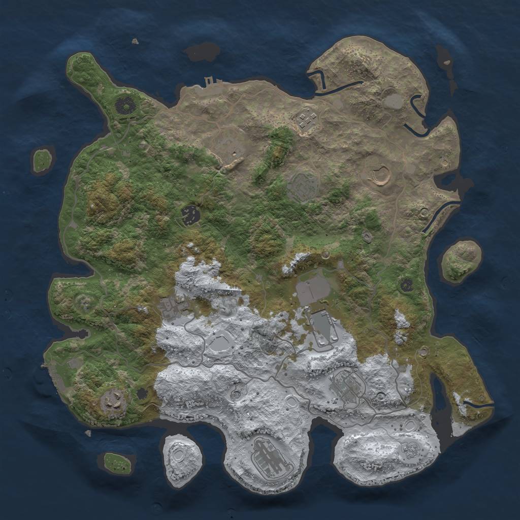 Rust Map: Procedural Map, Size: 4000, Seed: 591132, 19 Monuments