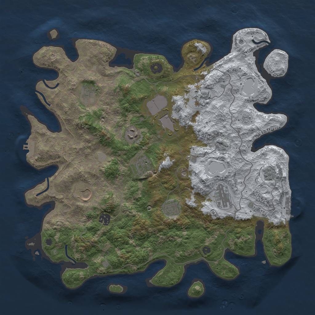 Rust Map: Procedural Map, Size: 4000, Seed: 909450, 19 Monuments