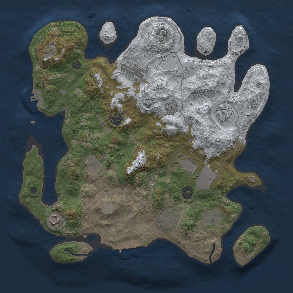 Rust Map: Procedural Map, Size: 3500, Seed: 2035424853, 18 Monuments