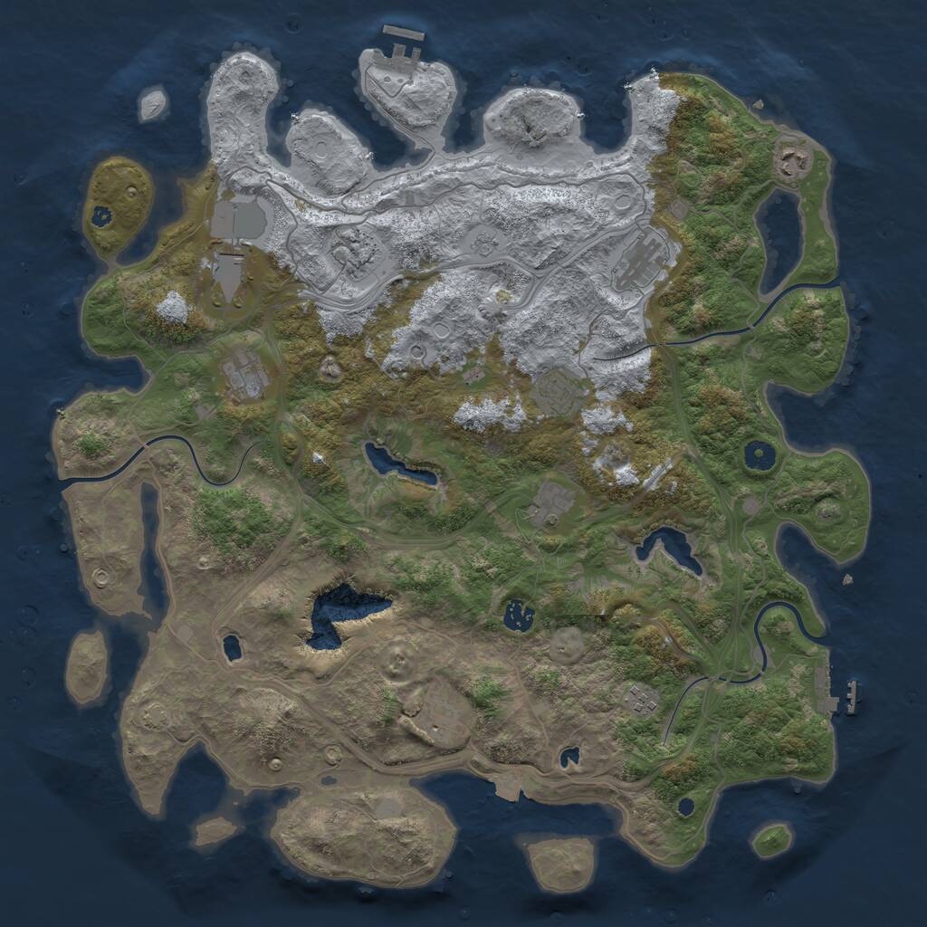 Rust Map: Procedural Map, Size: 4500, Seed: 353198537, 16 Monuments