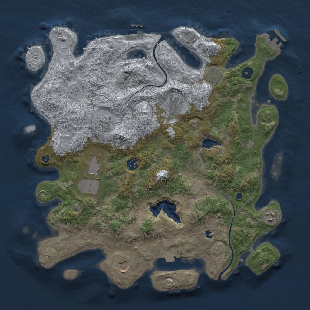 Rust Map: Procedural Map, Size: 4000, Seed: 442103, 14 Monuments