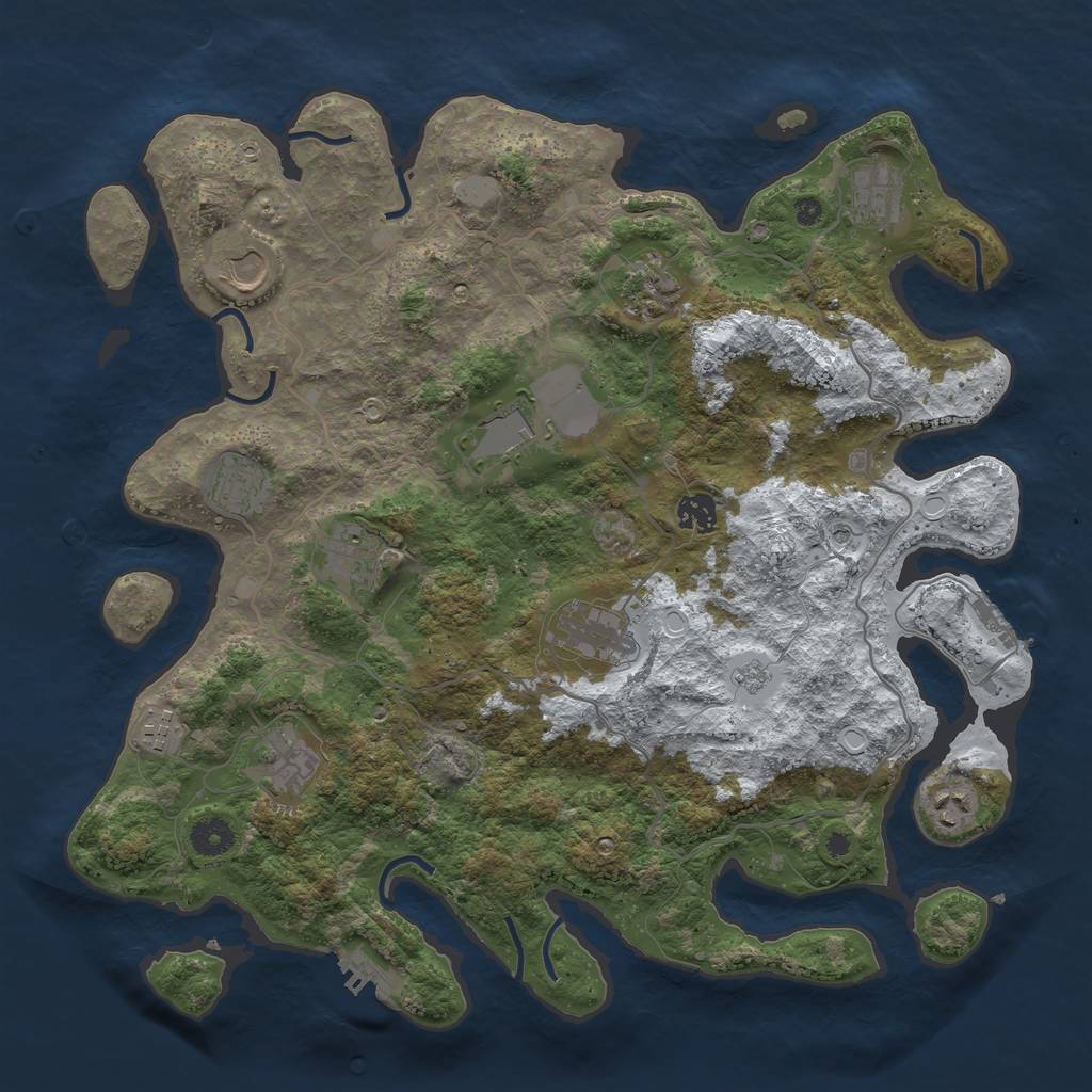 Rust Map: Procedural Map, Size: 4000, Seed: 452664, 20 Monuments