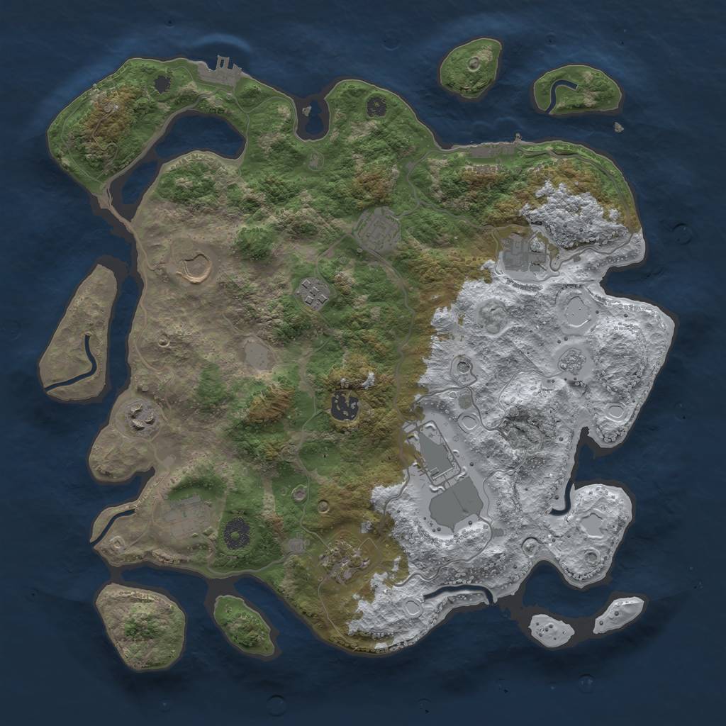 Rust Map: Procedural Map, Size: 3700, Seed: 10558961, 18 Monuments
