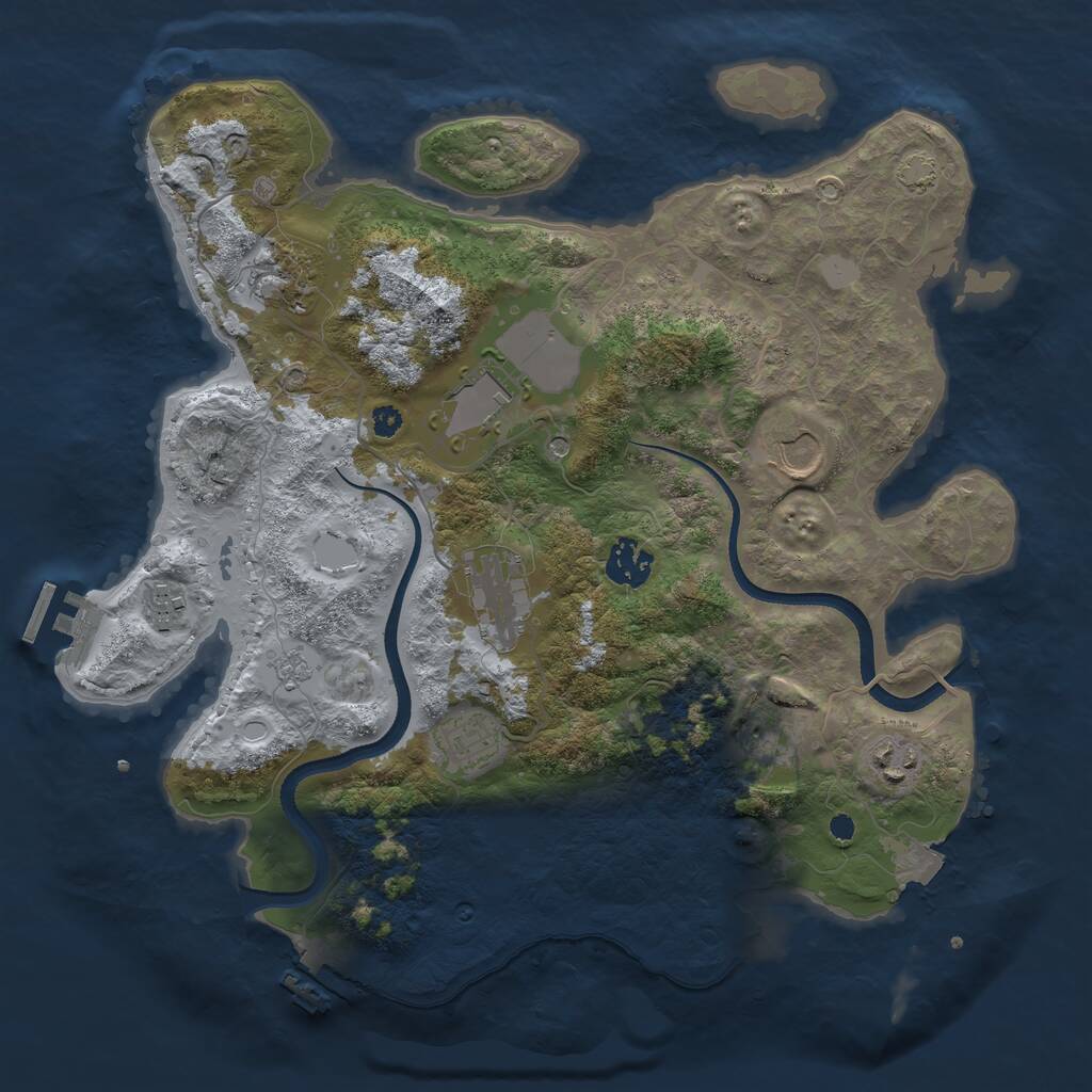 Rust Map: Procedural Map, Size: 3500, Seed: 128263741, 15 Monuments