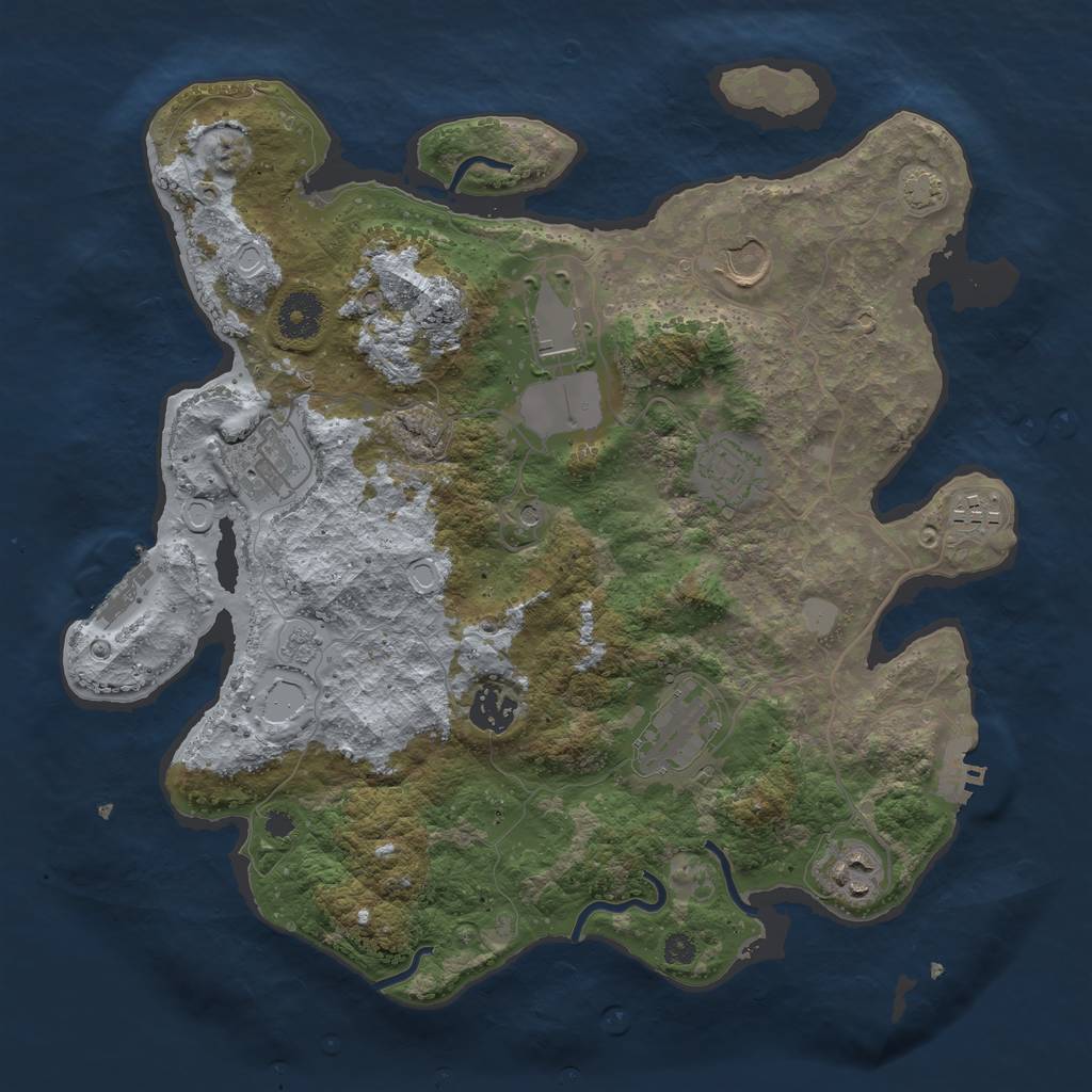 Rust Map: Procedural Map, Size: 3500, Seed: 128263741, 16 Monuments