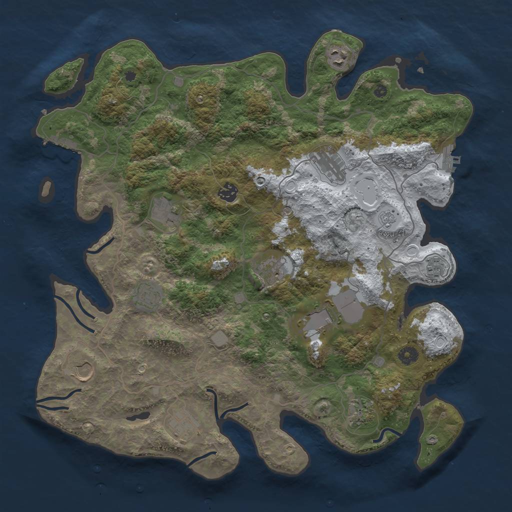 Rust Map: Procedural Map, Size: 4000, Seed: 888896, 20 Monuments