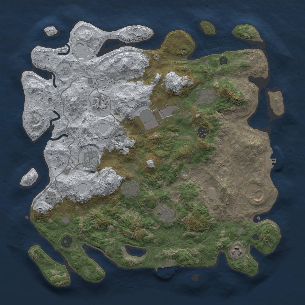 Rust Map: Procedural Map, Size: 4000, Seed: 812507, 19 Monuments