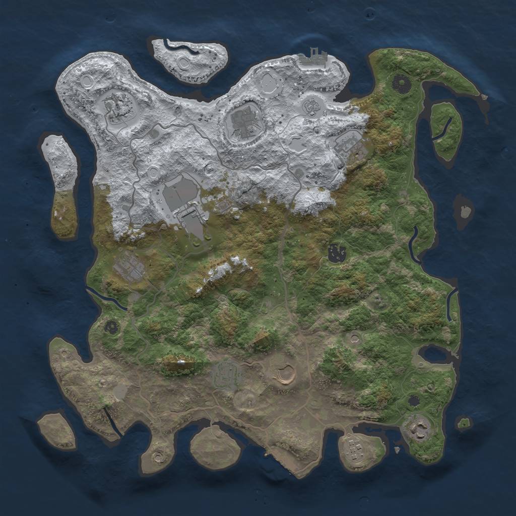 Rust Map: Procedural Map, Size: 4000, Seed: 422178, 19 Monuments