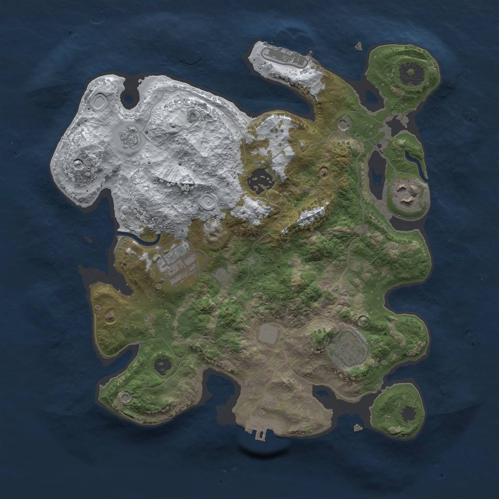 Rust Map: Procedural Map, Size: 3000, Seed: 1344363218, 13 Monuments
