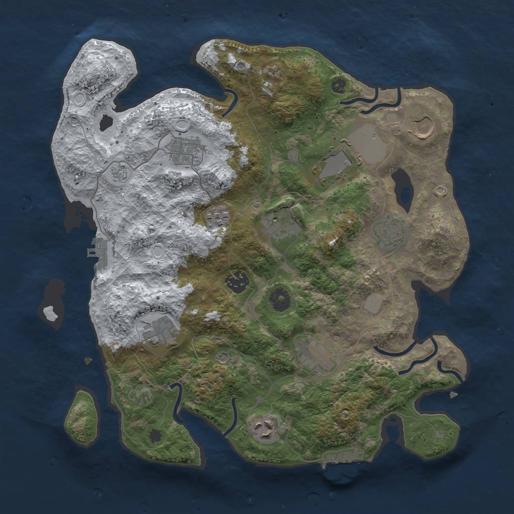 Rust Map: Procedural Map, Size: 3500, Seed: 1704485747, 19 Monuments